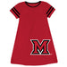 Miami Ohio RedHawks Vive La Fete Girls Game Day Short Sleeve Red A-Line Dress with large Logo