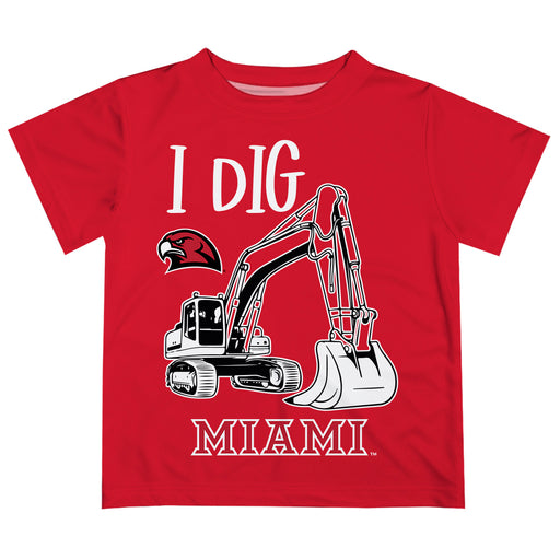 Miami Ohio RedHawks Vive La Fete Excavator Boys Game Day Red Short Sleeve Tee