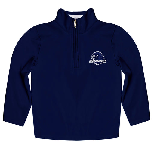 Monmouth Hawks Vive La Fete Game Day Solid Navy Quarter Zip Pullover Sleeves