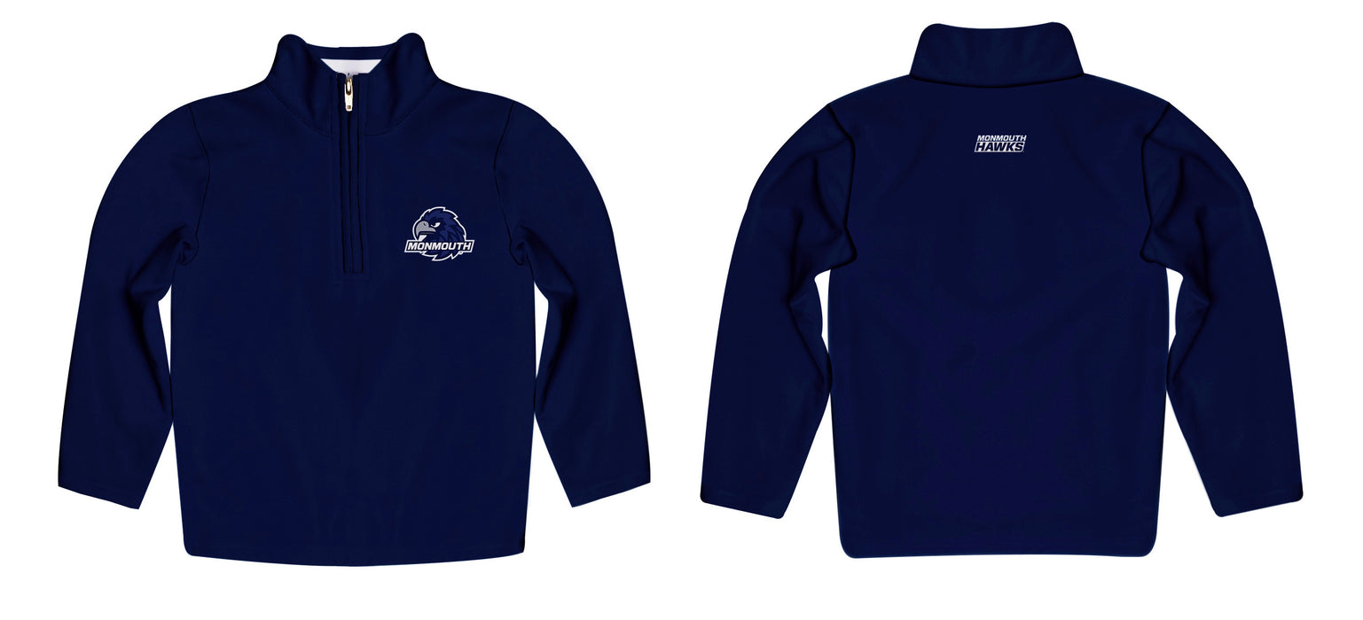 Monmouth Hawks Vive La Fete Logo and Mascot Name Womens Blue Quarter Zip Pullover - Vive La Fête - Online Apparel Store