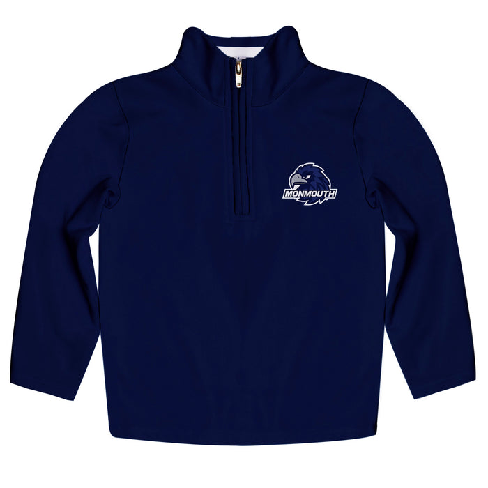 Monmouth Hawks Vive La Fete Logo and Mascot Name Womens Blue Quarter Zip Pullover