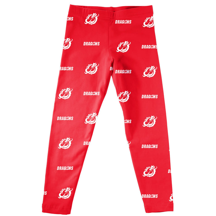 Minnesota State Dragons Vive La Fete Girls Game Day All Over Two Logos Elastic Waist Classic Play Red Leggings Tights