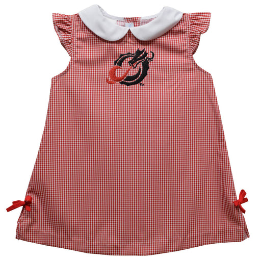 Minnesota State Dragons  Embroidered Red Cardinal Gingham A Line Dress