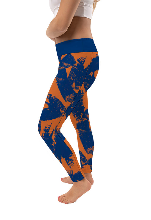 Morgan State Bears Vive La Fete Paint Brush Logo on Waist Women Blue Yoga Leggings - Vive La Fête - Online Apparel Store
