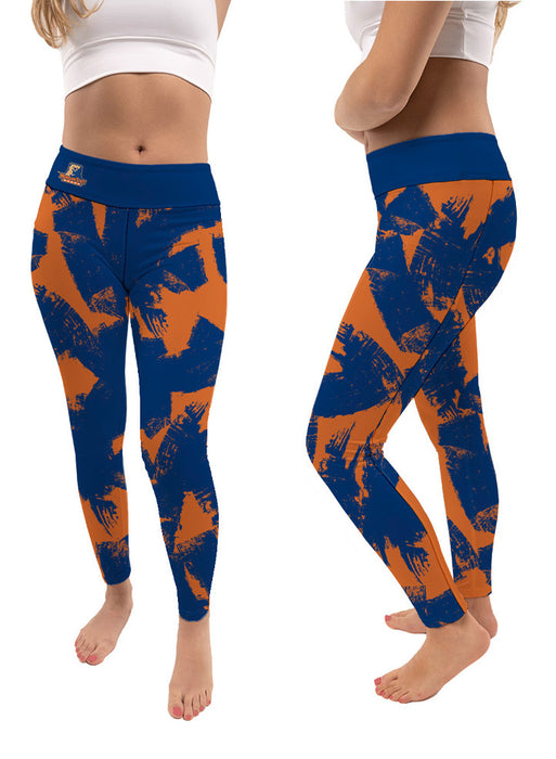 Morgan State Bears Vive La Fete Paint Brush Logo on Waist Women Blue Yoga Leggings - Vive La Fête - Online Apparel Store