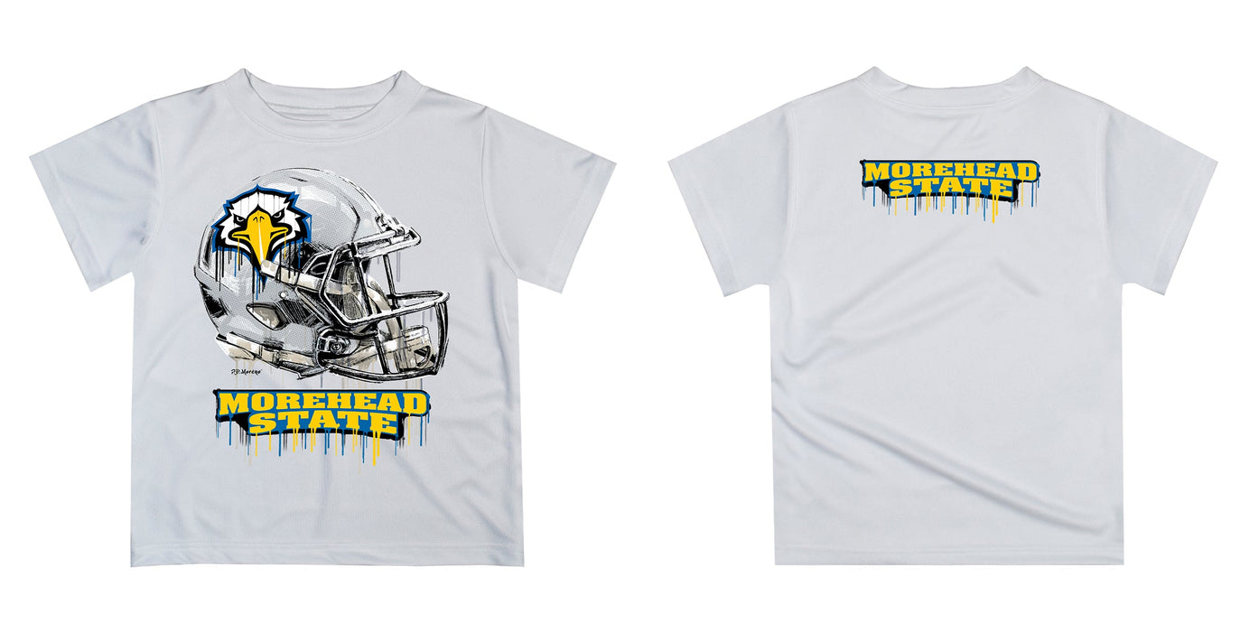 Morehead State Eagles Original Dripping Football Helmet White T-Shirt by Vive La Fete - Vive La Fête - Online Apparel Store