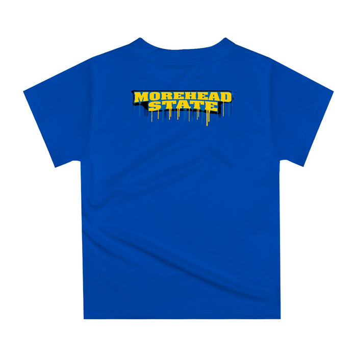 Morehead State Eagles Original Dripping Football Helmet Blue T-Shirt by Vive La Fete - Vive La Fête - Online Apparel Store