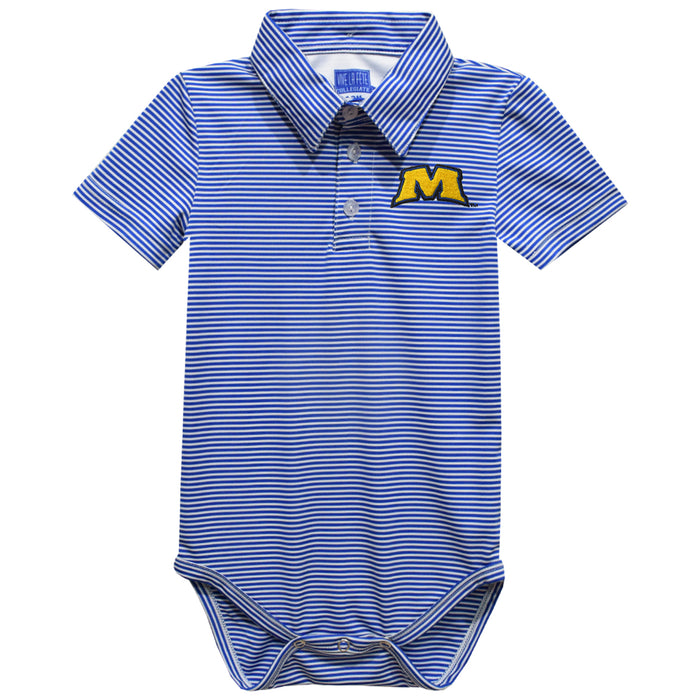 Morehead State Eagles Embroidered Royal Stripes Stripe Knit Polo Onesie
