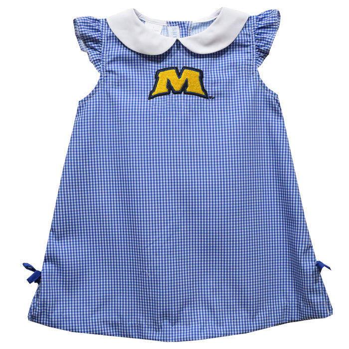 Morehead State Eagles Embroidered Royal Gingham A Line Dress