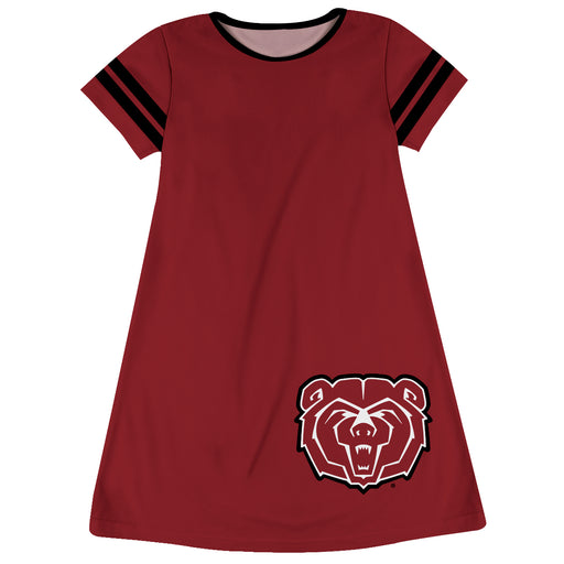 Missouri State Bears Vive La Fete Girls Game Day Short Sleeve Maroon A-Line Dress with large Logo
