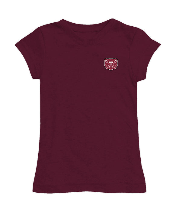 Missouri State Bears Hand Sketched Vive La Fete Impressions Artwork Maroon Girls Cotton Short Sleeve Tee