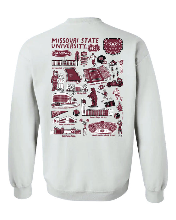 Missouri State Bears Hand Sketched Artwork Maroon Crewneck Sweatshirt for Women - Vive La Fête - Online Apparel Store