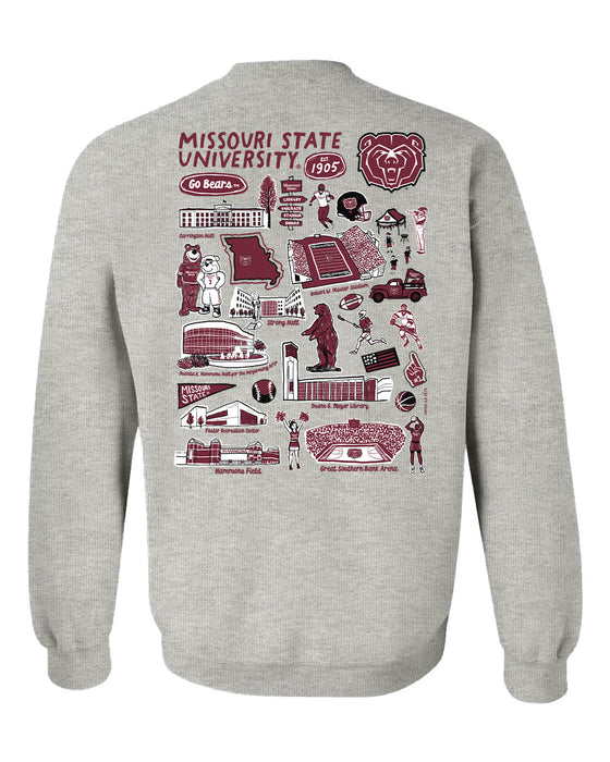 Missouri State Bears Hand Sketched Artwork Maroon Crewneck Sweatshirt for Women - Vive La Fête - Online Apparel Store