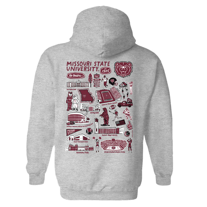 Missouri State Bears Hand Sketched Artwork Cotton Fleece Women Hoodie - Vive La Fête - Online Apparel Store
