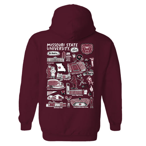 Missouri State Bears Hand Sketched Artwork Cotton Fleece Women Hoodie - Vive La Fête - Online Apparel Store