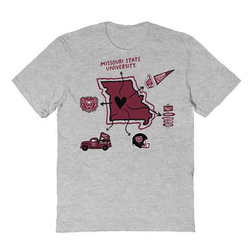 Missouri State Bears Hand Sketched Vive La Fete Impressions Icones Grey T-shirt for Women