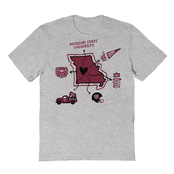 Missouri State Bears Hand Sketched Vive La Fete Impressions Icones Grey T-shirt for Women