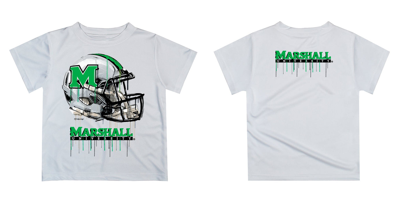 Marshall Thundering Herd MU Original Dripping Football Helmet White T-Shirt by Vive La Fete - Vive La Fête - Online Apparel Store