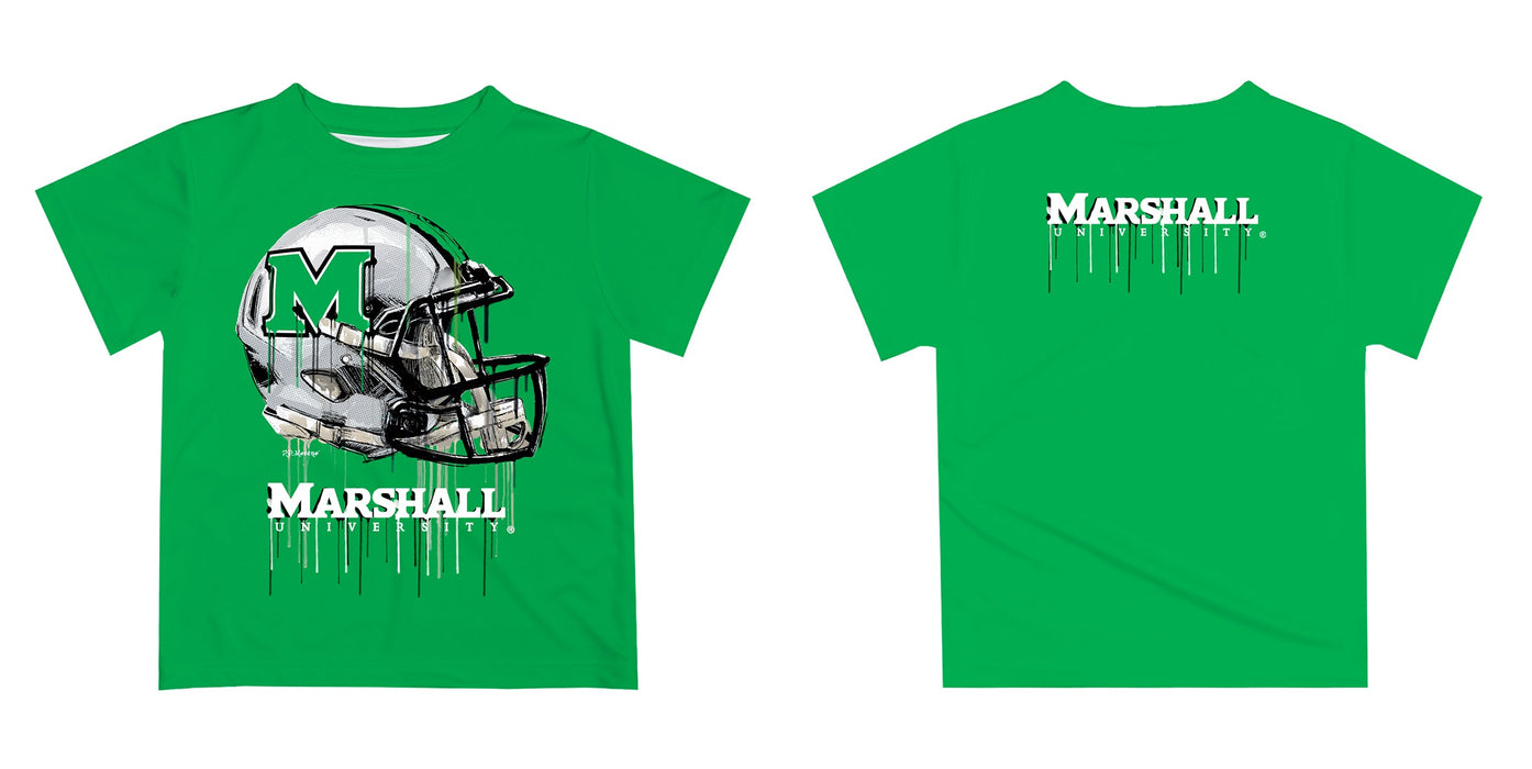Marshall Thundering Herd MU Original Dripping Football Helmet Green T-Shirt by Vive La Fete - Vive La Fête - Online Apparel Store