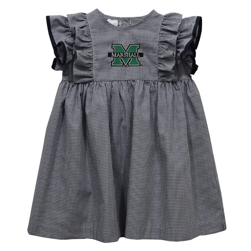 Marshall University Thundering Herd MU Embroidered Black Gingham Ruffle Dress