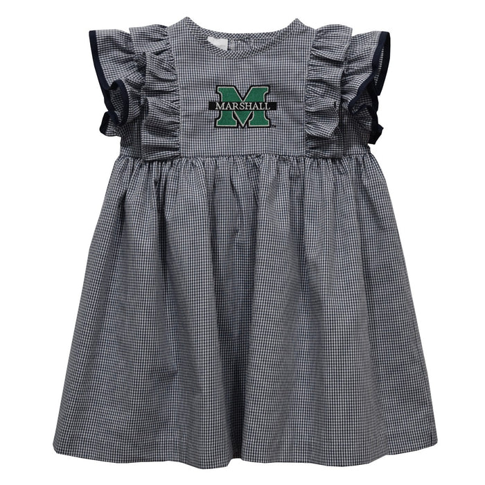 Marshall University Thundering Herd MU Embroidered Black Gingham Ruffle Dress