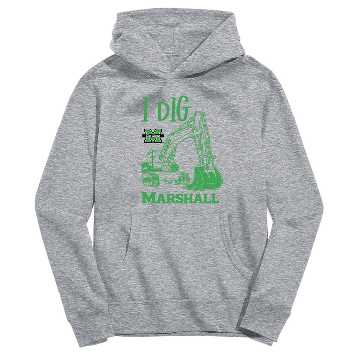 Marshall University Thundering Herd MU Excavator Heather Grey Cotton Youth Hoodie