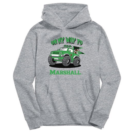 Marshall University Thundering Herd MU On My Way Monster Truck Heather Grey Cotton Youth Hoodie