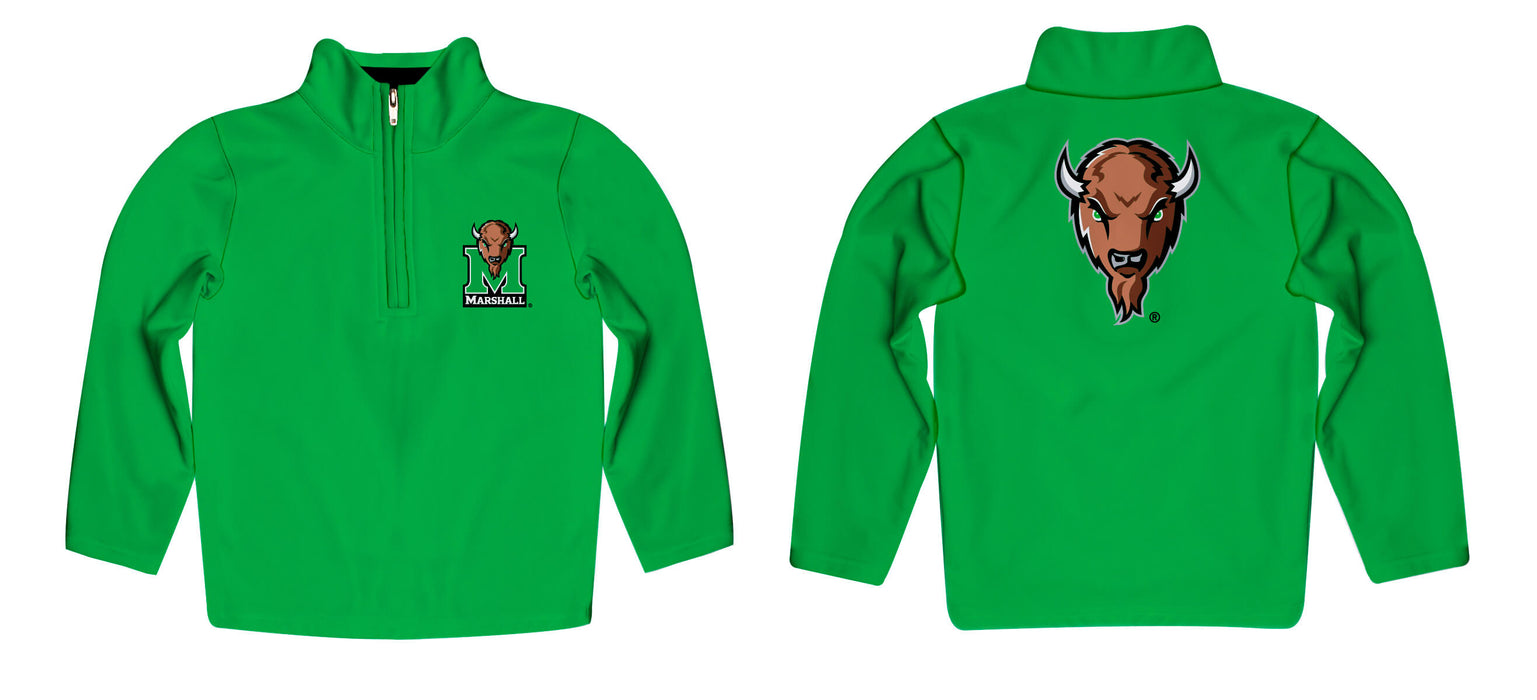 Marshall University Thundering Herd MU Vive La Fete Game Day Solid Green Quarter Zip Pullover Sleeves - Vive La Fête - Online Apparel Store