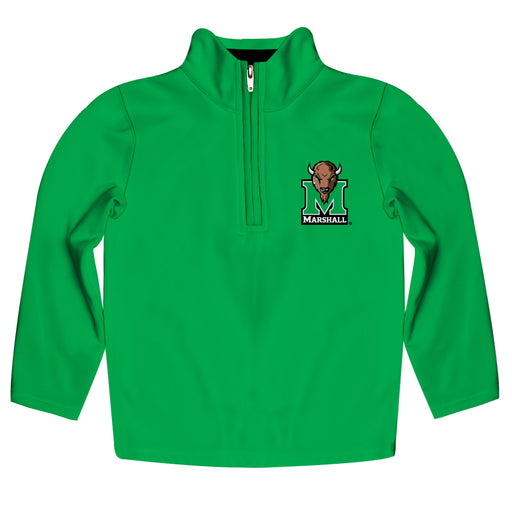 Marshall University Thundering Herd MU Vive La Fete Game Day Solid Green Quarter Zip Pullover Sleeves