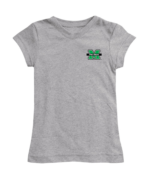 Marshall Thundering Herd MU Hand Sketched Vive La Fete Impressions Artwork Grey Girls Cotton Short Sleeve Tee