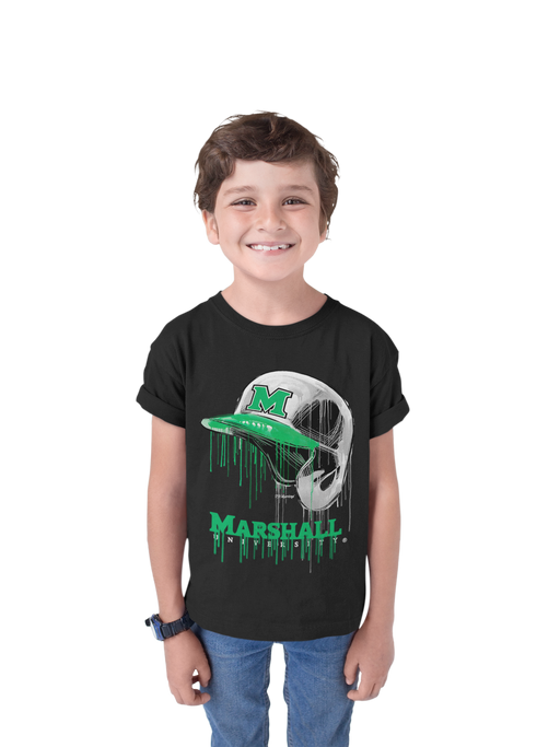 Marshall University Thundering Herd MU Original Dripping Baseball Helmet T-Shirt Cotton by Vive La Fete - Vive La Fête - Online Apparel Store