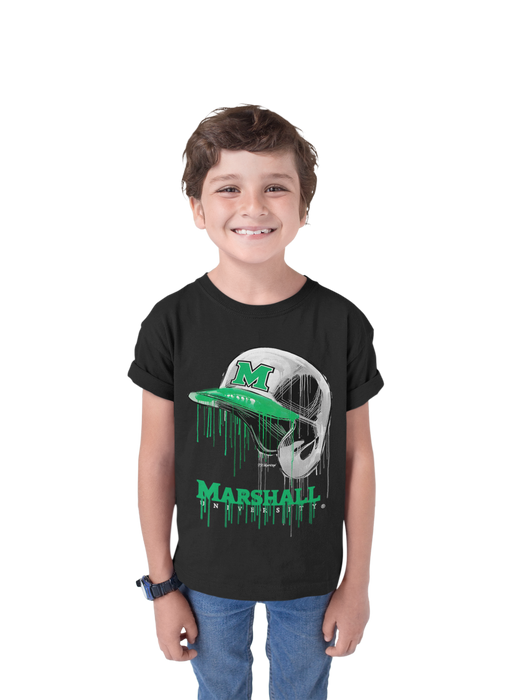 Marshall University Thundering Herd MU Original Dripping Baseball Helmet T-Shirt Cotton by Vive La Fete - Vive La Fête - Online Apparel Store