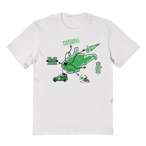 Marshall Thundering Herd MU Hand Sketched Vive La Fete Impressions Icones Kids White T-shirt