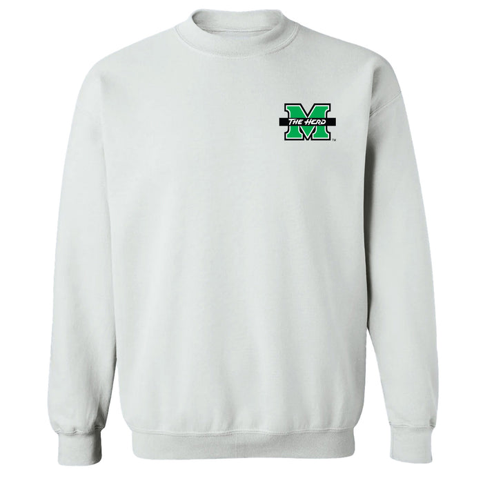 Marshall Thundering Herd MU Hand Sketched Vive La Fete Impressions Artwork White Crew Neck Sweatshirt for Women