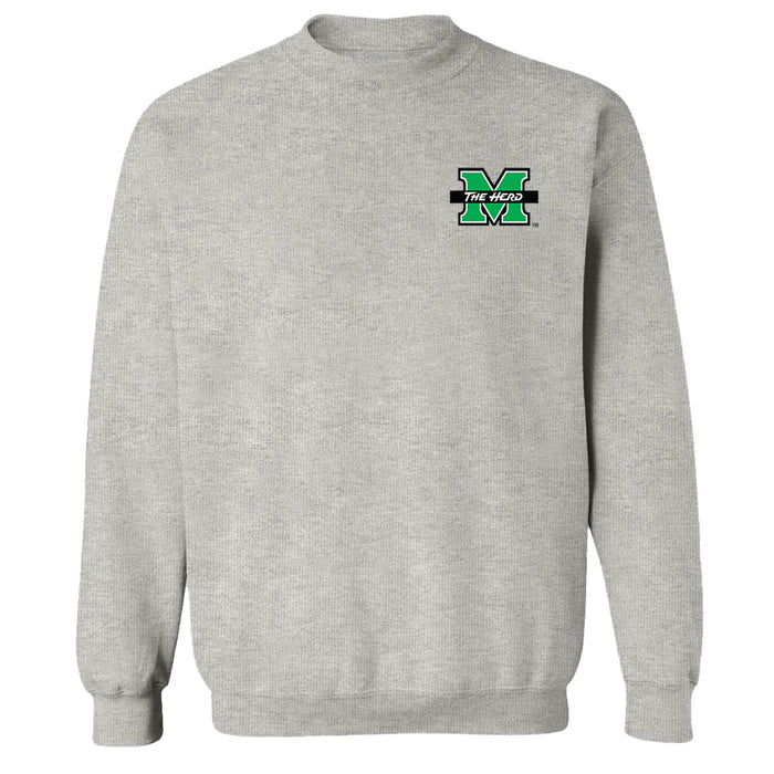 Marshall Thundering Herd MU Hand Sketched Vive La Fete Impressions Artwork Gray Crew Neck Sweatshirt for Women