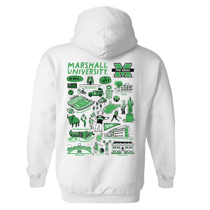 Marshall Thundering Herd MU Hand Sketched Artwork Cotton Fleece Women Hoodie - Vive La Fête - Online Apparel Store