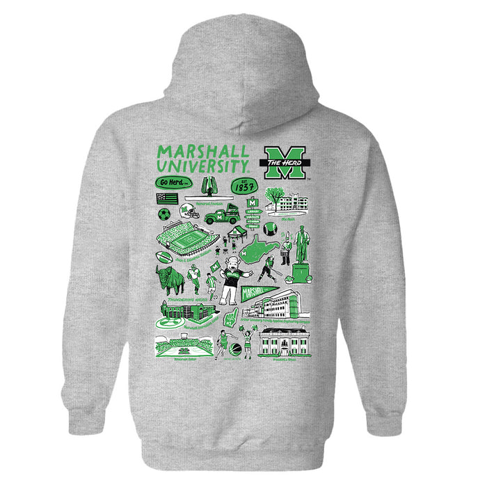 Marshall Thundering Herd MU Hand Sketched Artwork Cotton Fleece Women Hoodie - Vive La Fête - Online Apparel Store