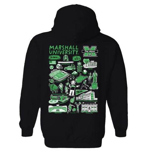 Marshall Thundering Herd MU Hand Sketched Artwork Cotton Fleece Women Hoodie - Vive La Fête - Online Apparel Store