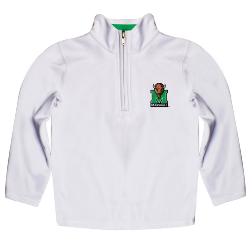 Marshall Thundering Herd Vive La Fete Logo and Mascot Name Womens White Quarter Zip Pullover