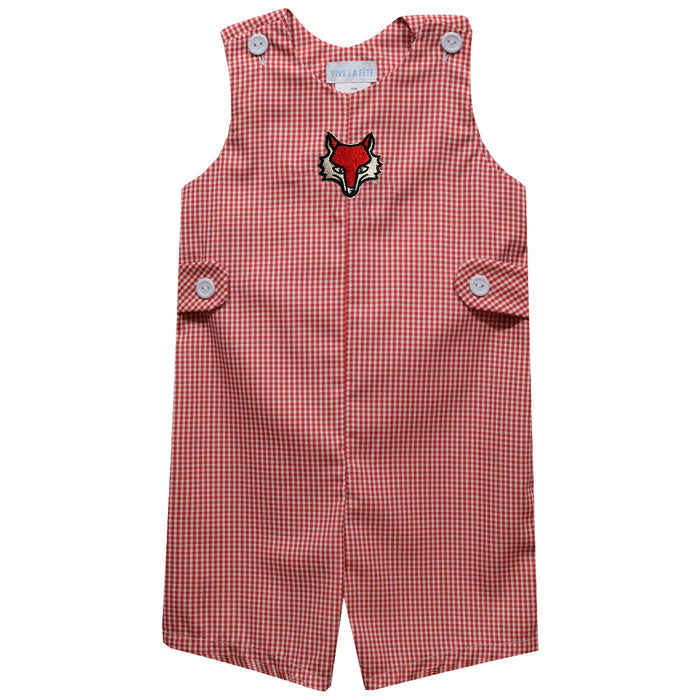 Marist Red Foxes Embroidered Cardinal Red Gingham Boys Jon Jon