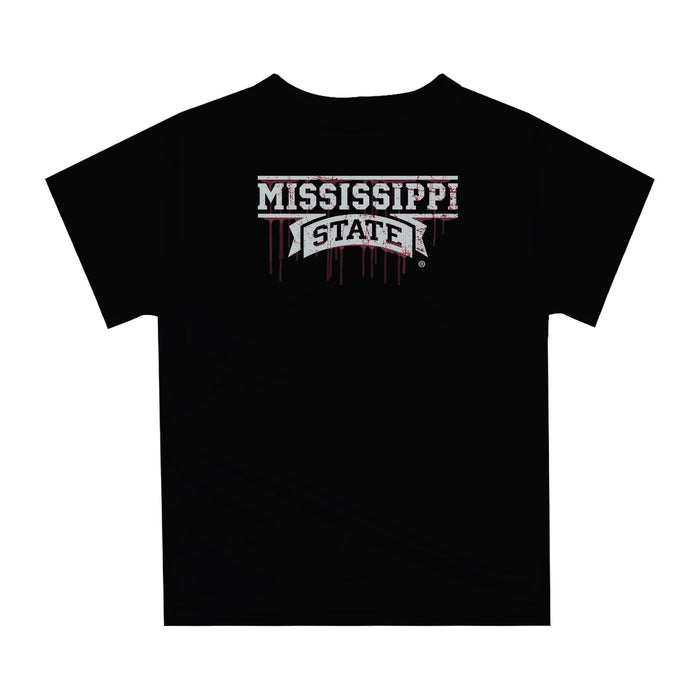 Mississippi State Bulldogs Original Dripping Football Helmet Black T-Shirt by Vive La Fete - Vive La Fête - Online Apparel Store