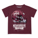 Mississippi State Bulldogs Original Dripping Football Helmet Maroon T-Shirt by Vive La Fete