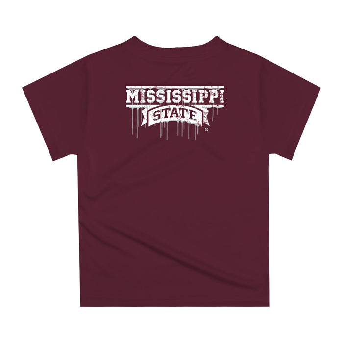 Mississippi State Bulldogs Original Dripping Football Helmet Maroon T-Shirt by Vive La Fete - Vive La Fête - Online Apparel Store