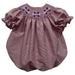 Mississippi State Bulldogs Smocked Maroon Gingham Short Sleeve Girls Bubble