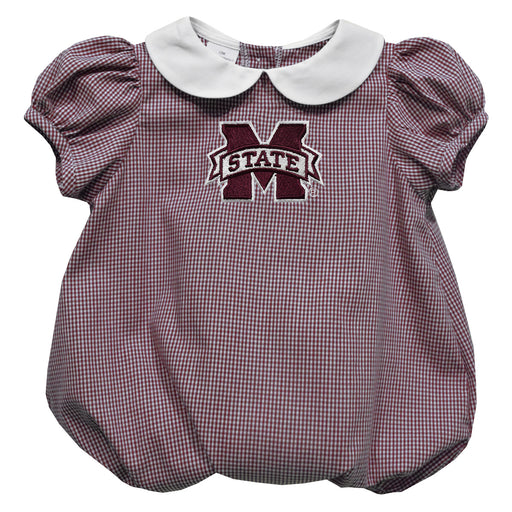 Mississippi State Bulldogs Embroidered Maroon Girls Baby Bubble Short Sleeve