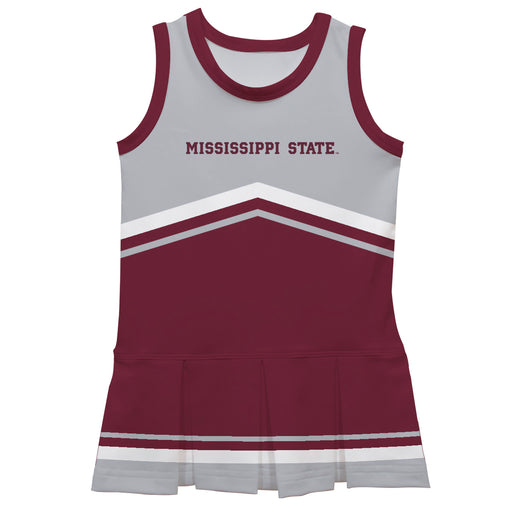 Mississippi State Bulldogs Vive La Fete Game Day Gray and Maroon Sleeveless Chearleader Dress