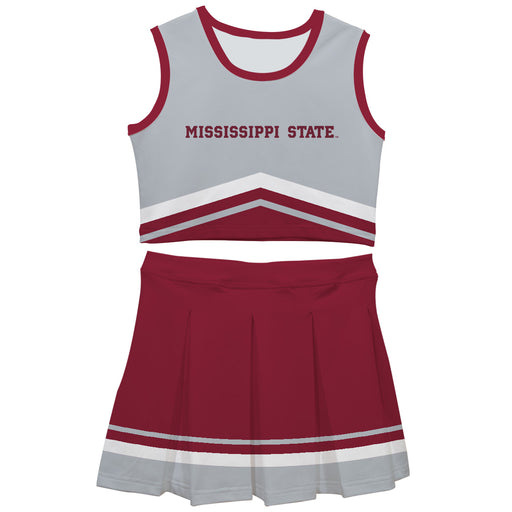 Mississippi State Bulldogs Vive La Fete Game Day Gray and Maroon Sleeveless Chearleader Set