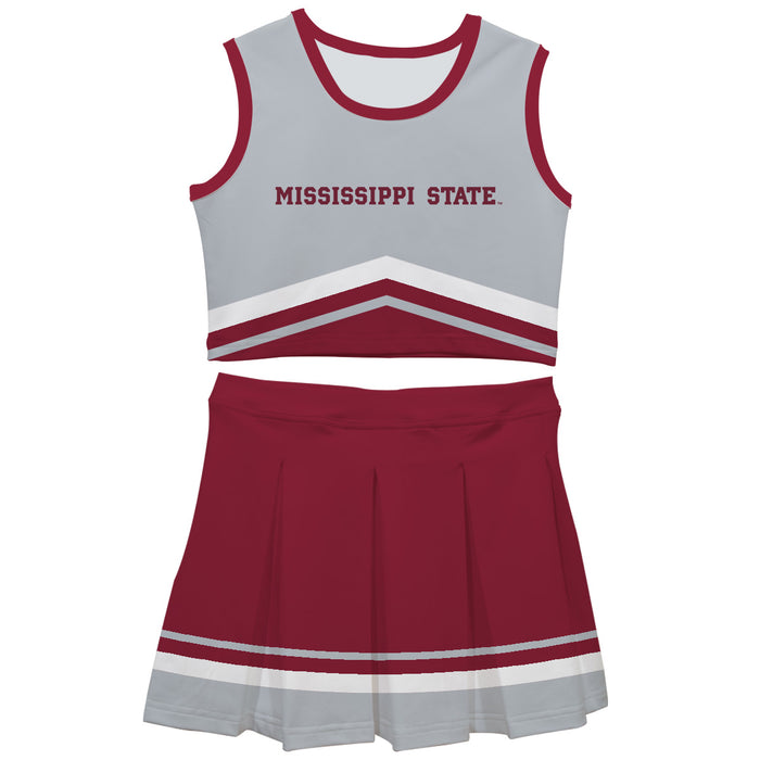Mississippi State Bulldogs Vive La Fete Game Day Gray and Maroon Sleeveless Chearleader Set