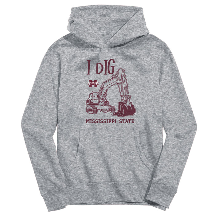 Mississippi State Bulldogs Excavator Heather Grey Cotton Youth Hoodie