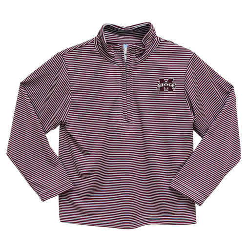 Mississippi State Bulldogs Embroidered Maroon Stripes Quarter Zip Pullover